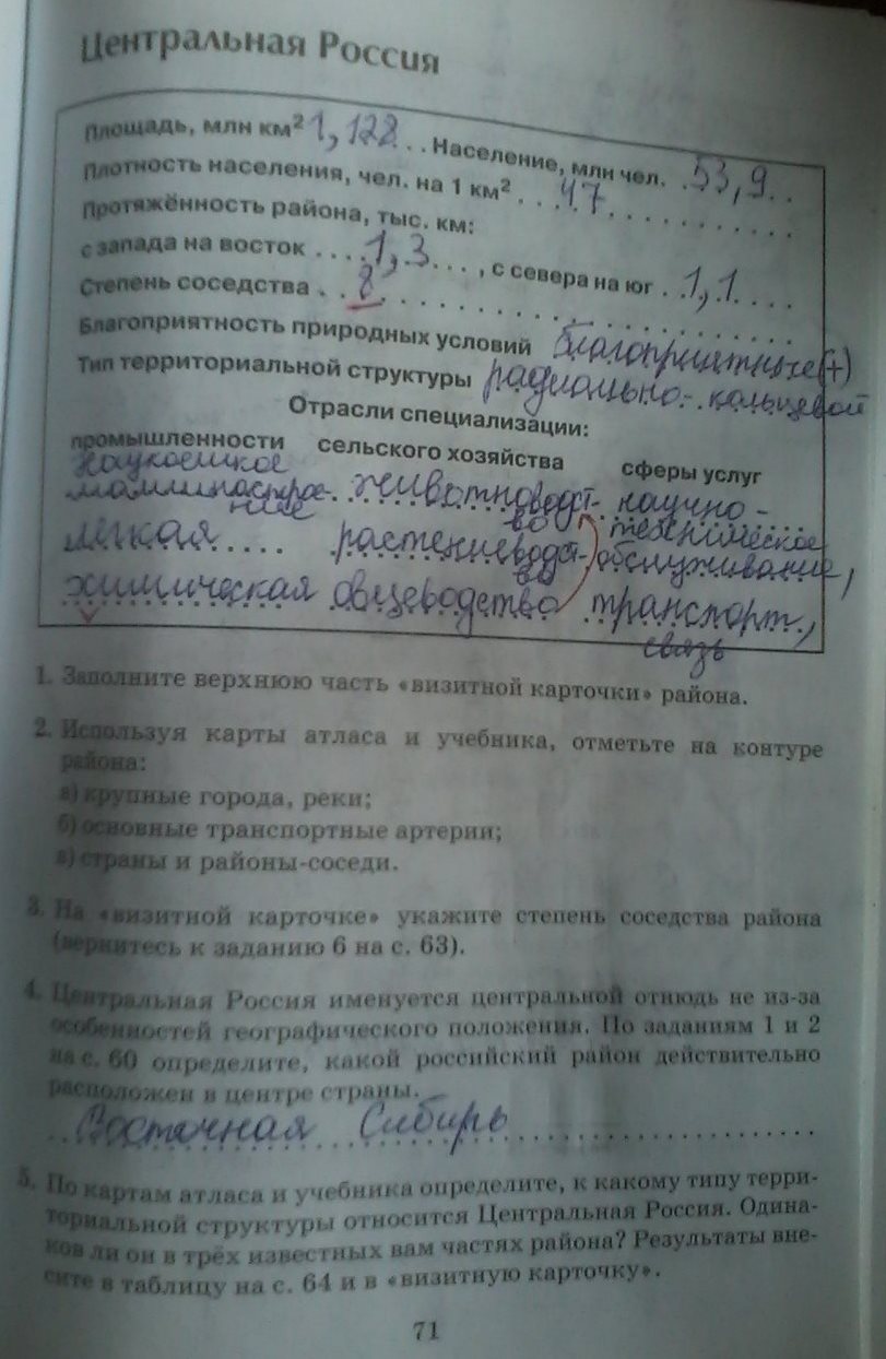 Картинка ГДЗ - Страница 71 ГДЗ рабочая тетрадь Дронов 9 класс Вариант 1