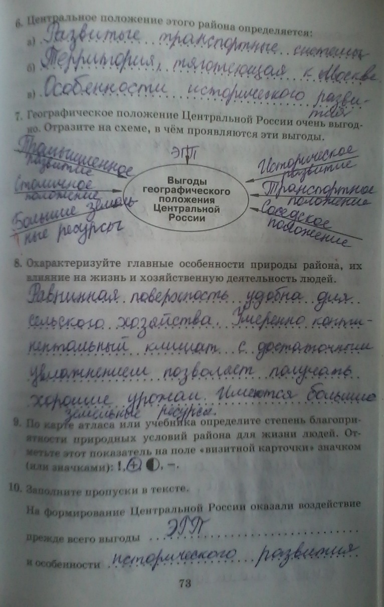 Картинка ГДЗ - Страница 73 ГДЗ рабочая тетрадь Дронов 9 класс Вариант 1