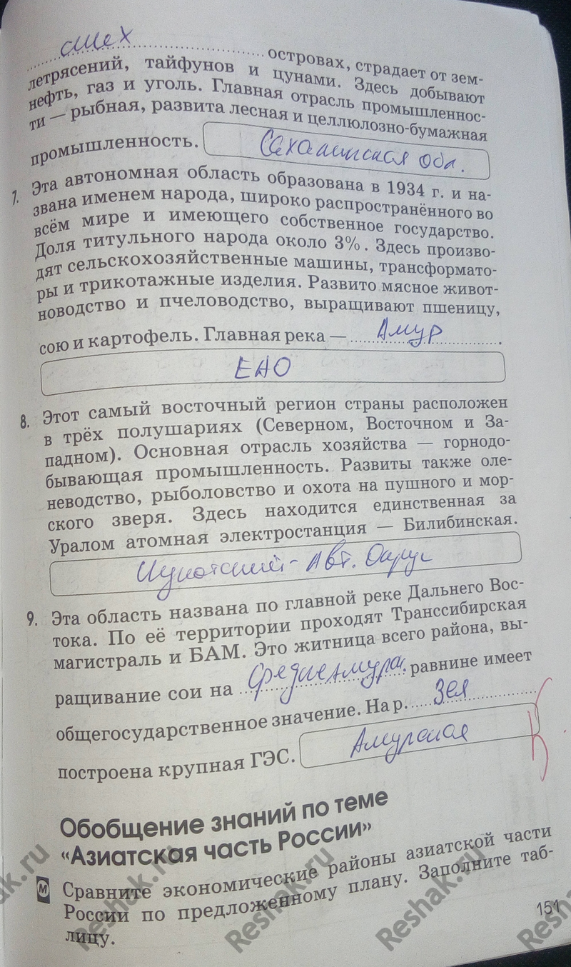 Картинка ГДЗ - Страница 151 ГДЗ рабочая тетрадь Алексеева Ким 9 класс Вариант 1