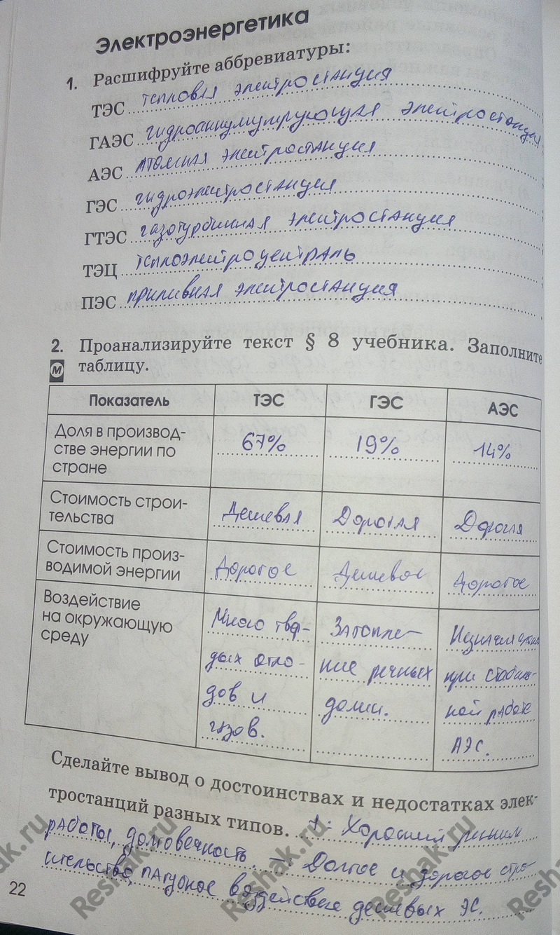 Картинка ГДЗ - Страница 22 ГДЗ рабочая тетрадь Алексеева Ким 9 класс Вариант 1